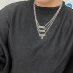 3 Piece Boot Stitch Silver Fashion Necklace