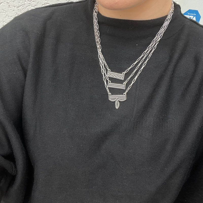 3 Piece Boot Stitch Silver Fashion Necklace