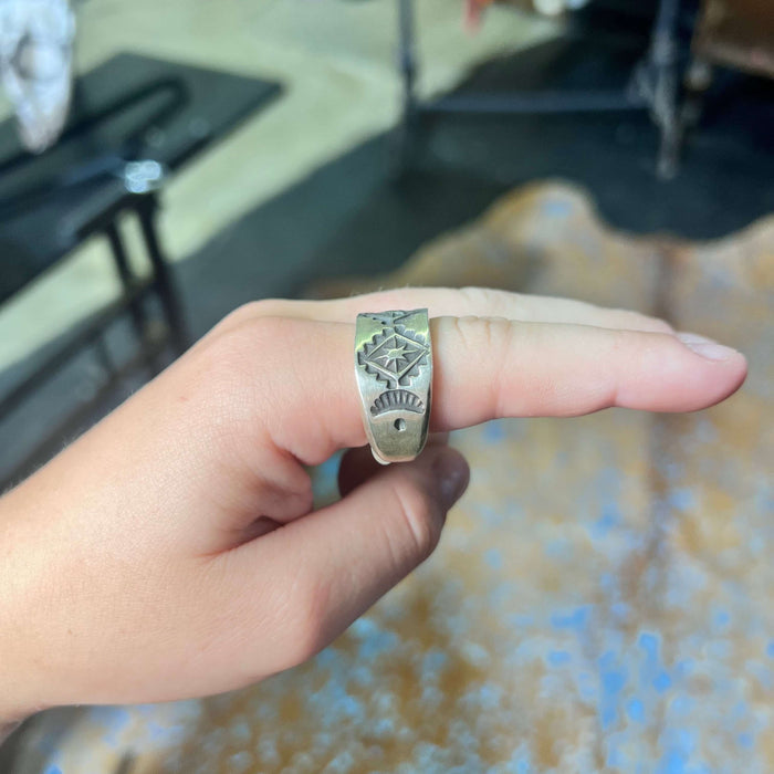 Unisex Thick Detailed Sterling Silver Sterling Silver Ring