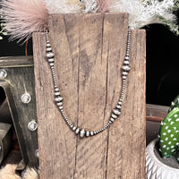20 inch 3-14mm Rondelle Navajo Pearl Sterling Silver Necklace
