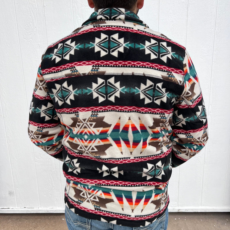 Natural Powder River Aztec Printed Fleece Pullover