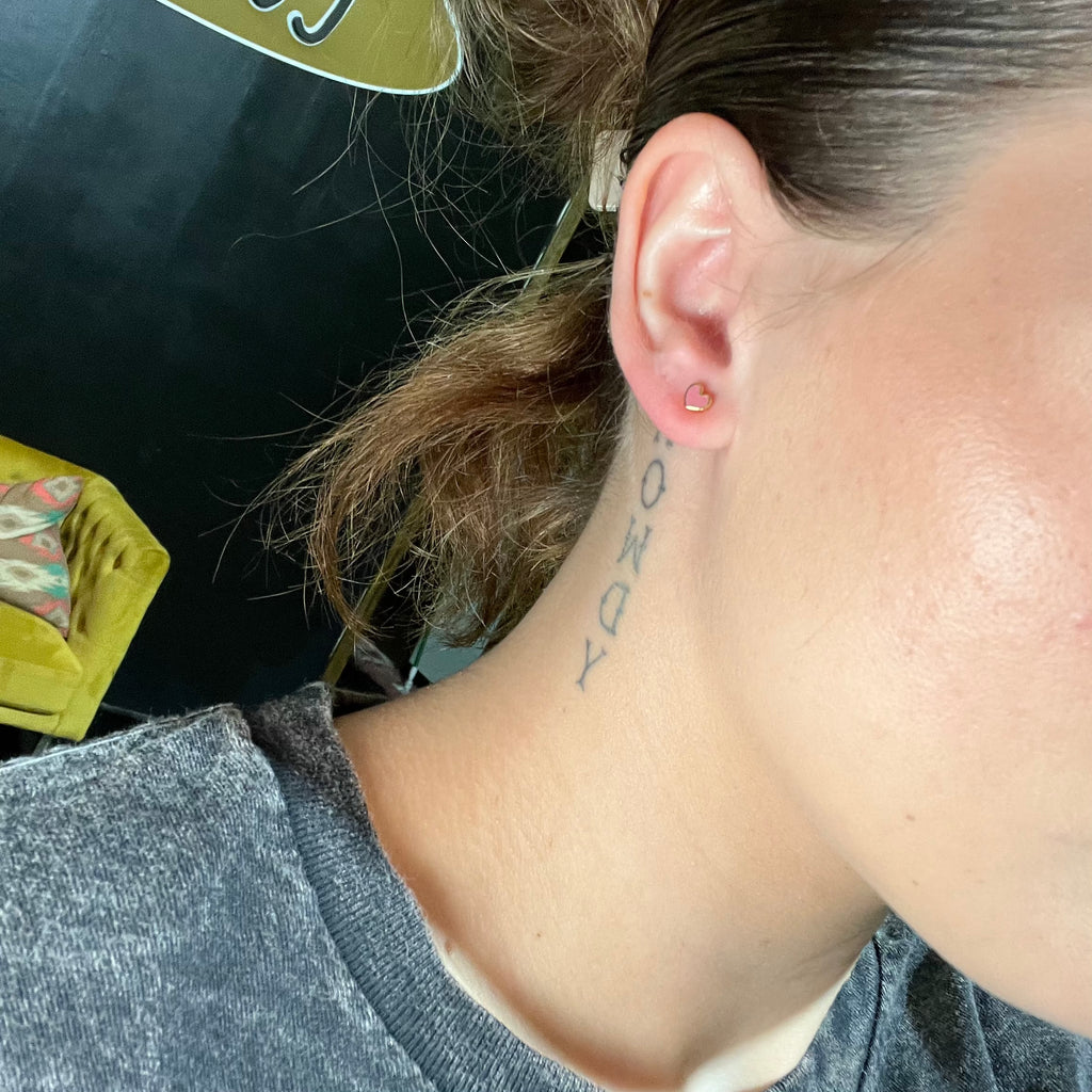 Pink Heart Gold Post Stud Fashion Earrings