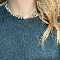 14 inch 3-14mm Rondelle Navajo Pearl Sterling Silver Necklace