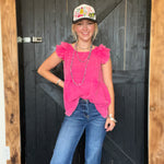Hot Pink Flowy Ruffle Sleeveless Top