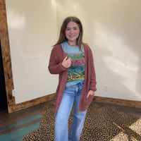 Super Soft Mauve Long Sleeve Sweater Cardigan