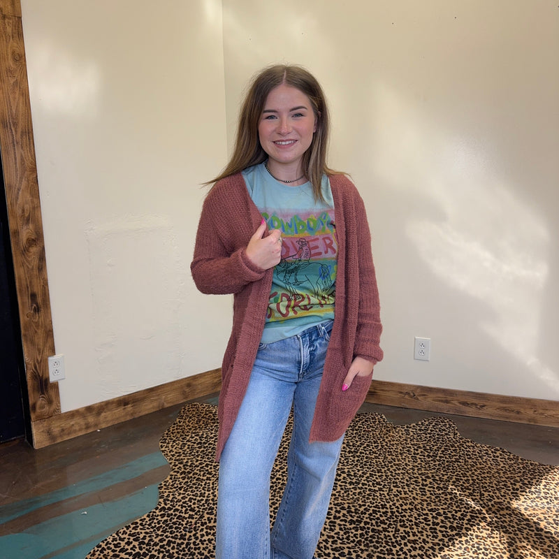 Super Soft Mauve Long Sleeve Sweater Cardigan