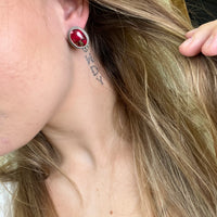 Dahlia Rose Oval W/ Ball Detail Post Genuine Sterling Silver Earring