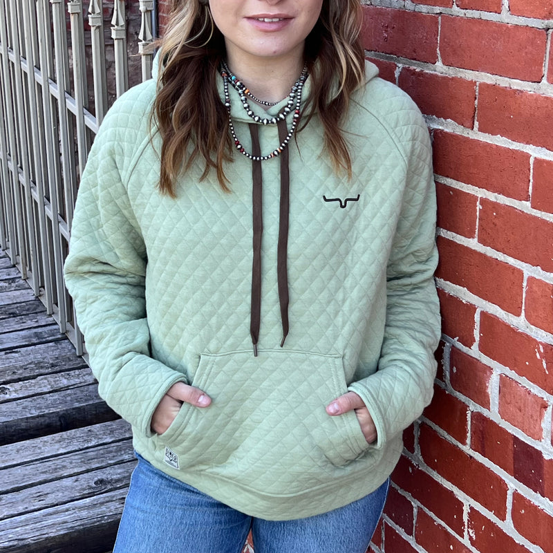 Sage & Brown Crop Hoodie Sweatshirt.