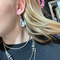 White Buffalo w/ Silver Detail French Hook Sterling Silver Earring