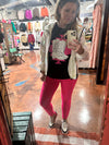 Black With Hot Pink and White Boots T-Shirt