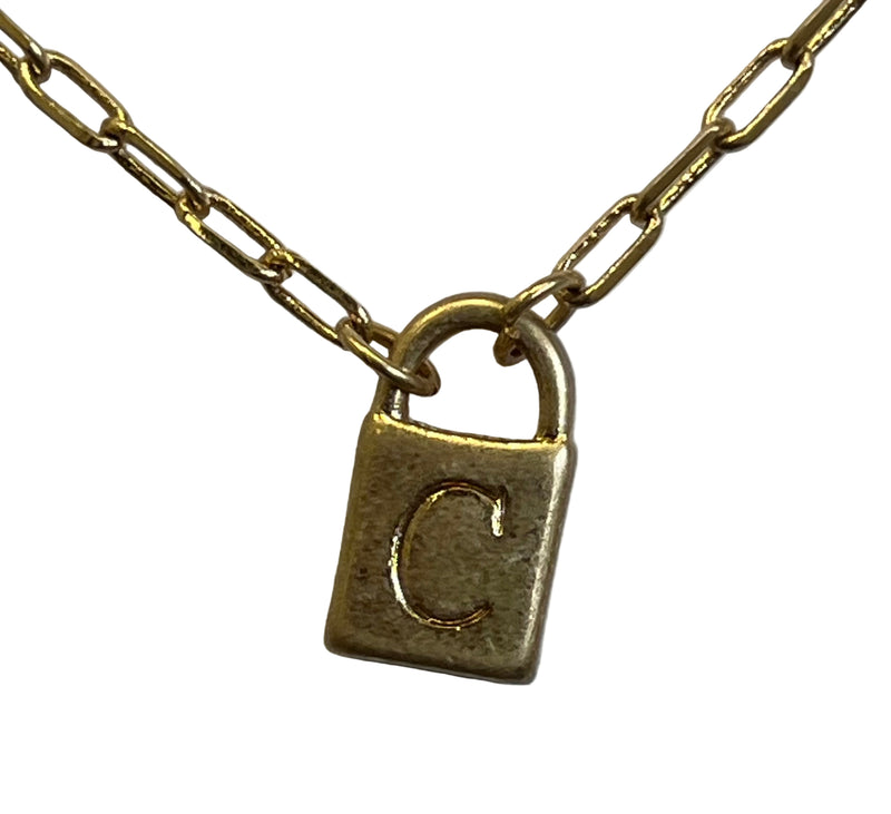 Initial Lock Gold Fashion Necklace