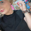 Pink Slab Dangle French Hook Genuine Earring