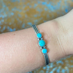 3 Stone Turquoise with Detail Cuff Genuine Bracelet