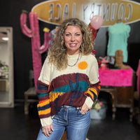 Desert Scenery Fringe Long Sleeve Sweater | 2XL