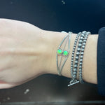 2 Stone Lime Green Opal Cuff Genuine Bracelet