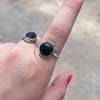 Round Black Onyx with Ball Detail Genuine Ring