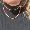 14 inch 3,4,5 Genuine Sterling Silver Navajo Pearl with Red Coral Spiny Chips Necklace