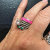 Single Hot Pink Opal Inlay Genuine Ring