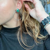 Green Turquoise Hoop Post Genuine Earring