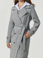 Collared Neck Long Sleeve Longline Coat