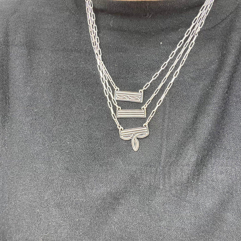 3 Piece Boot Stitch Silver Fashion Necklace
