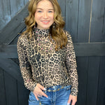 Leopard Sideline Spirit Gold Mesh Long sleeve Top