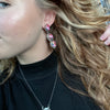 3 Stone Pink Dahlia Post Genuine Earring