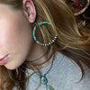 Multistone Circle Hoop Patterned Navajo Pearl Genuine Earring.