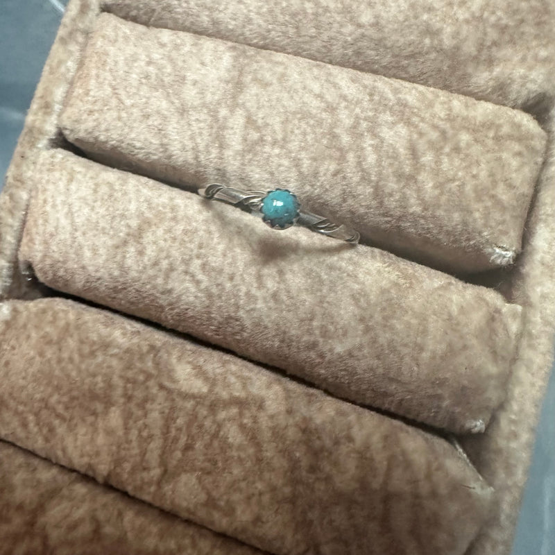 Dainty Twisted Turquoise Genuine Ring