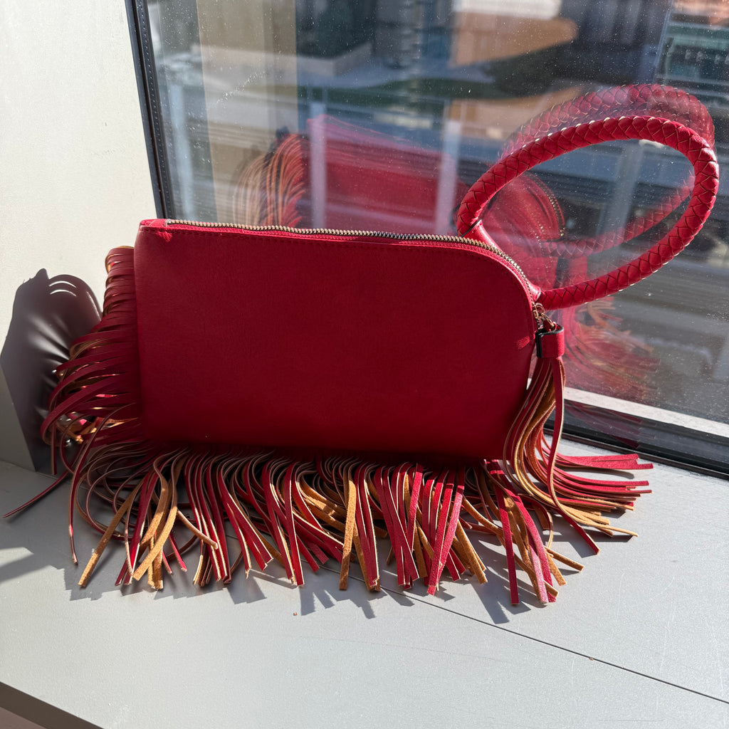 Bangled Braided Fringed Clutch Purse