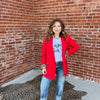 Red With Animal Print Lined Blazer