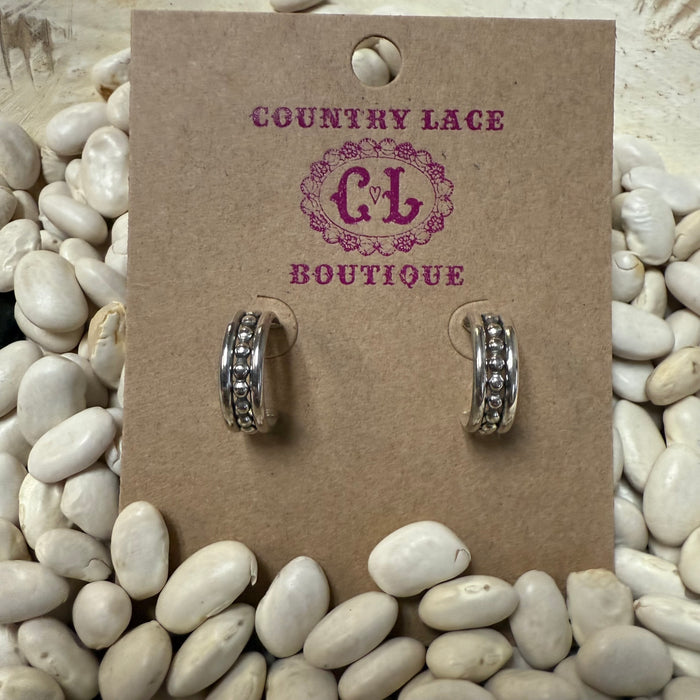 Sterling Silver Ball Huggie Stud Post Genuine Earring