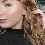 Turquoise Fan Post Genuine Earring