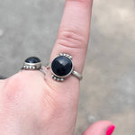 Round Black Onyx with Ball Detail Genuine Ring