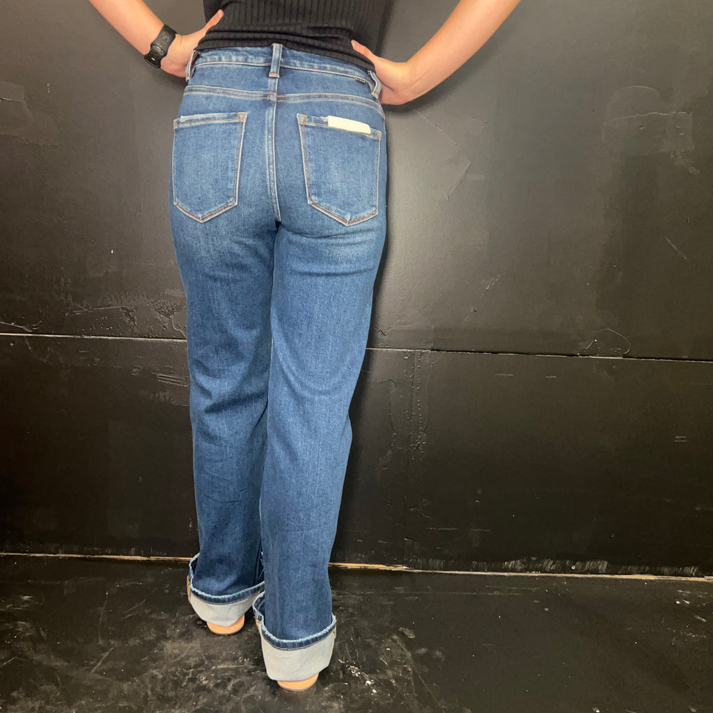Medium Wash High-Rise Straight Risen Jeans