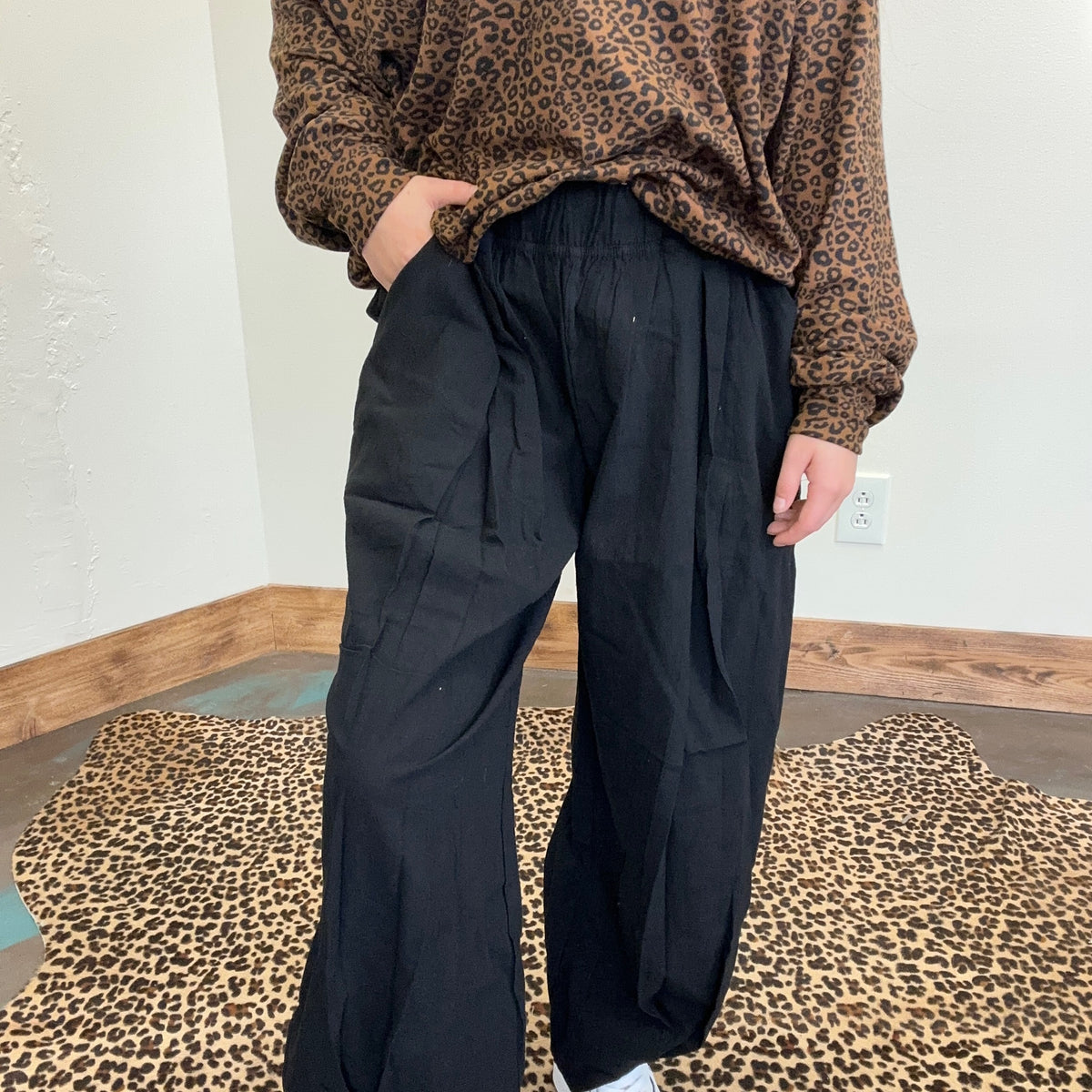 Gangster Black Elastic Waist Joggers
