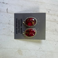 Dahlia Rose Oval W/ Ball Detail Post Genuine Sterling Silver Earring
