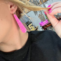 Pink Slab Dangle French Hook Genuine Earring
