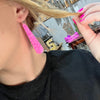 Pink Slab Dangle French Hook Genuine Earring