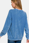 Washed Round Neck Dropped Shoulder Sweatshirt