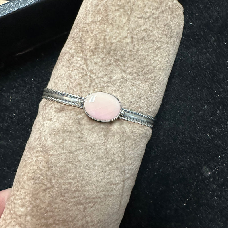 Skinny Oval Pink Conch Cuff Genuine Bracelet