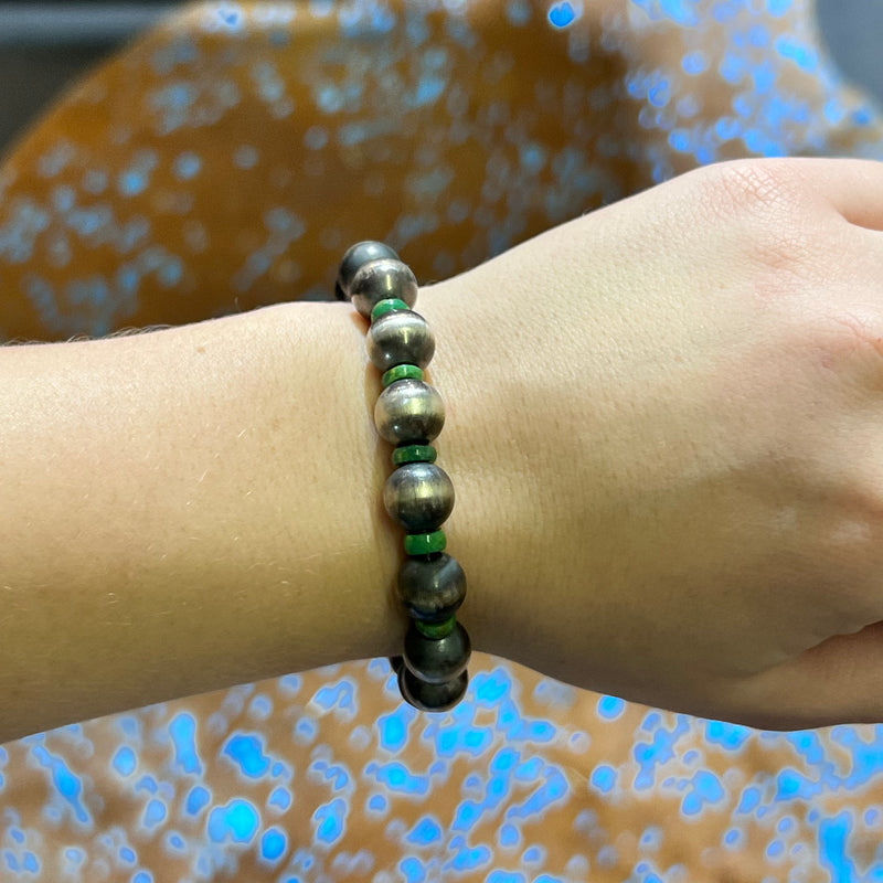 Turquoise Pattern 10mm Navajo Pearl Genuine Bracelet