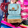 Cowhide Tooled Top Turquoise Zipper Toiletry/Jewelry Travel Bag