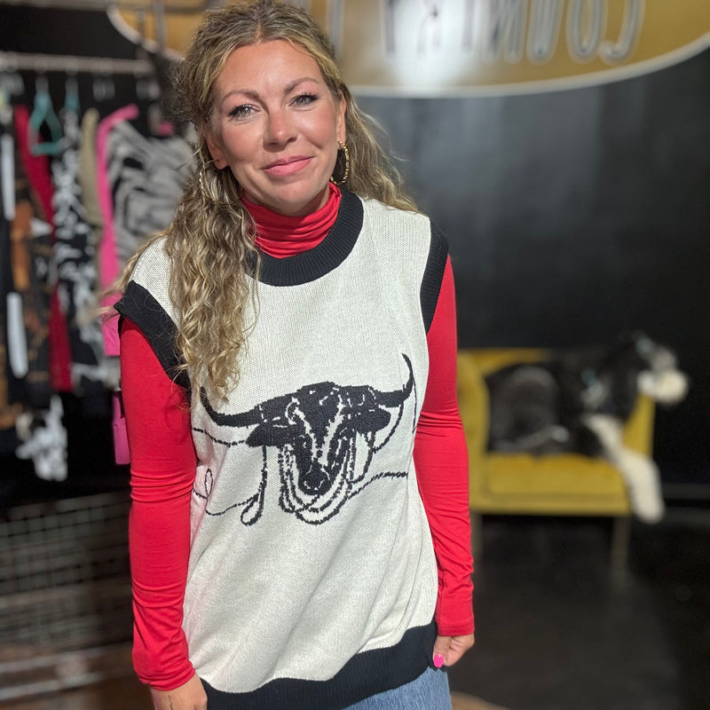 LASSO THE LONGHORN Vest Sweater