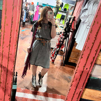 Black Acid Wash Short Ruffle Sleeve Denim Dress / Large