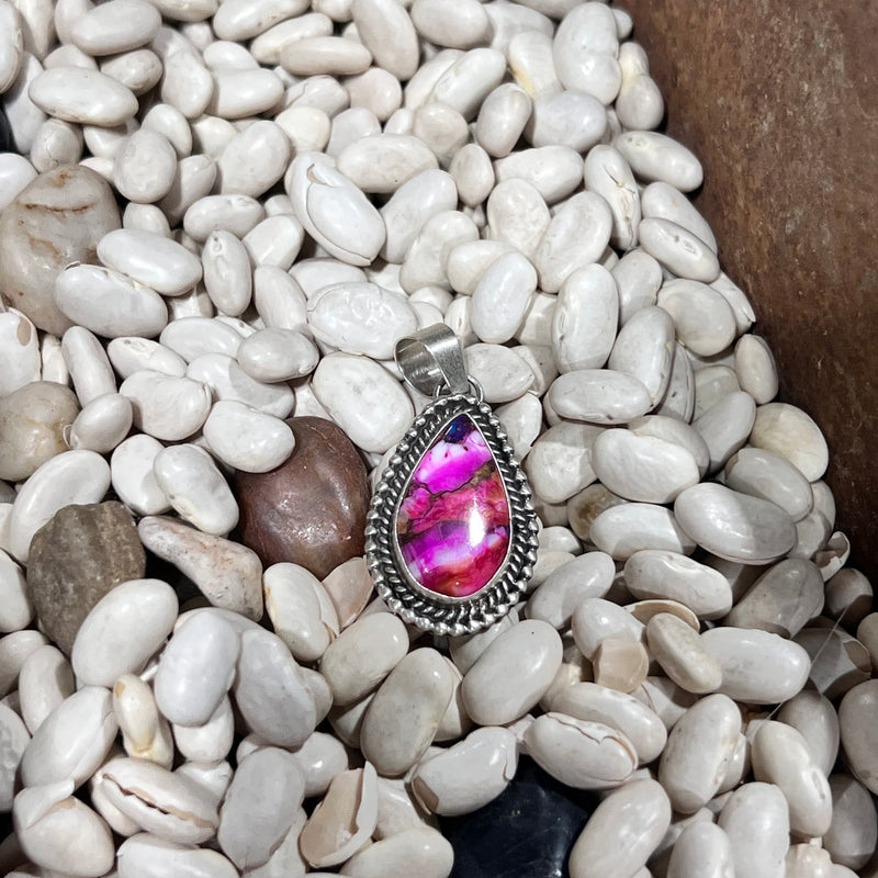 Pink Dahilia Teardrop Genuine Pendant for Necklace