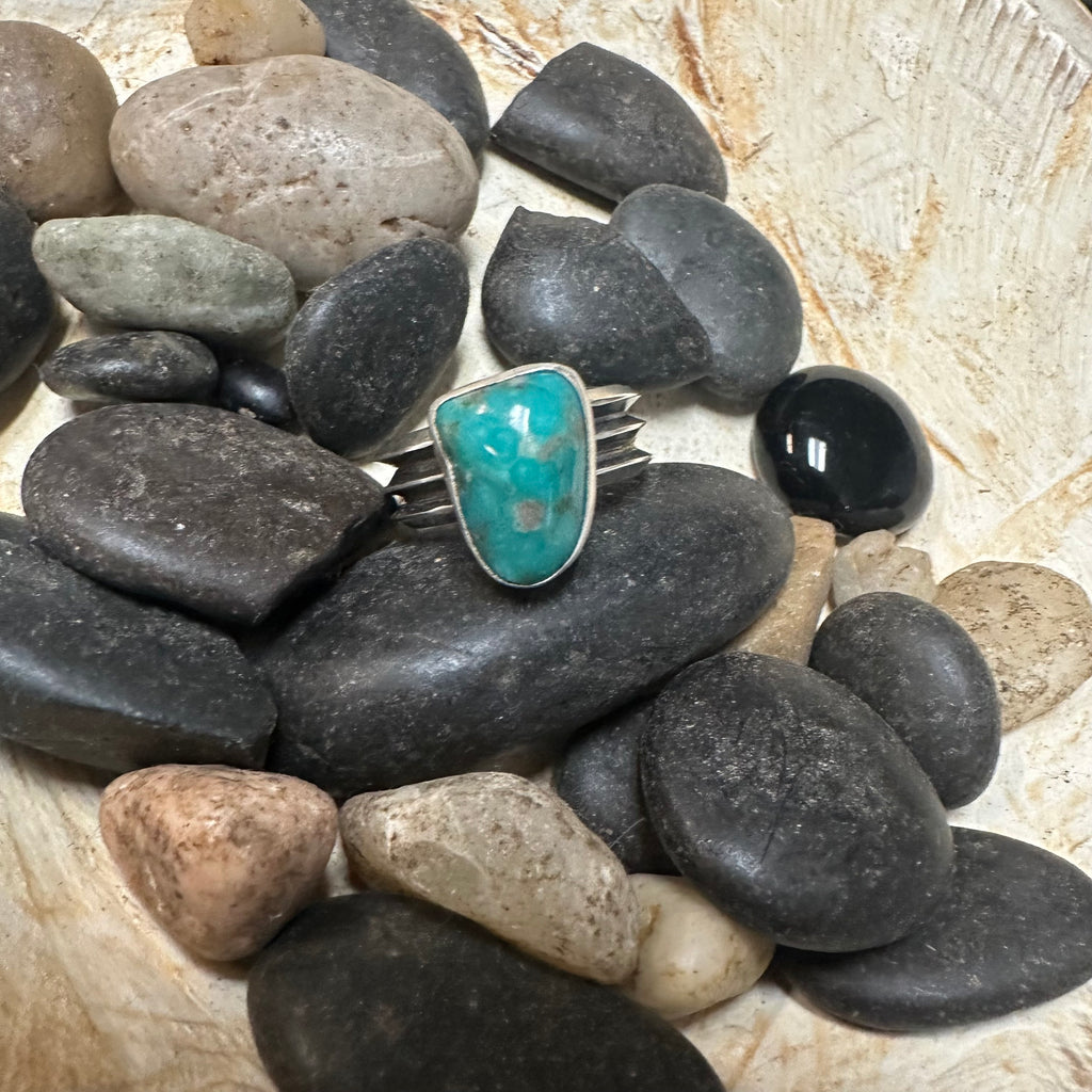 Unique Turquoise Genuine Ring Size 8.5