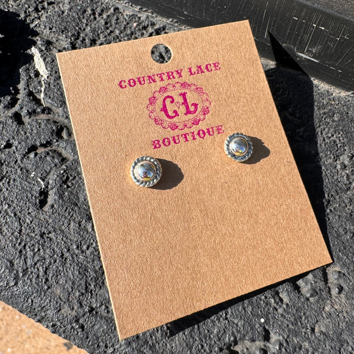 Round Sterling Silver Ball Stud Earring