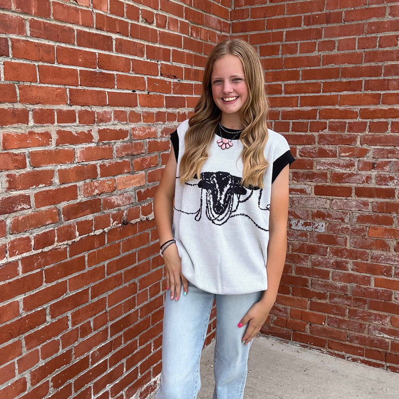 LASSO THE LONGHORN Vest Sweater