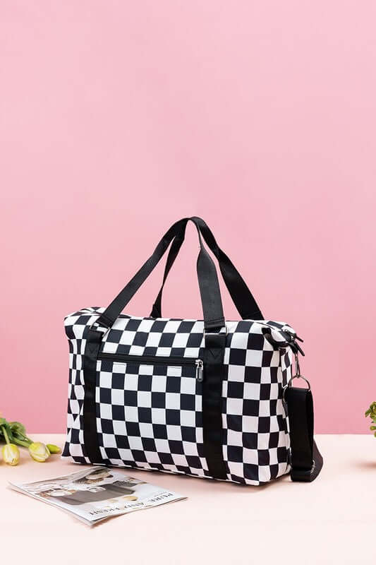 Zenana Checkered Multi-Pocket Travel Bag